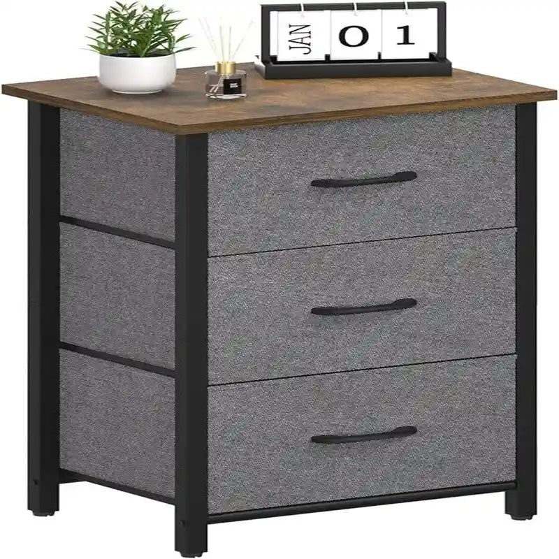 3-Drawer Fabric Storage Dresser, Steel Frame with MDF Top