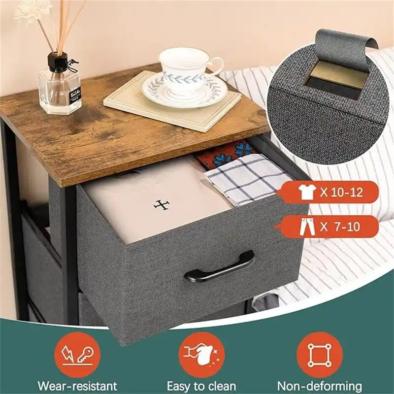 3-Drawer Fabric Storage Dresser, Steel Frame with MDF Top