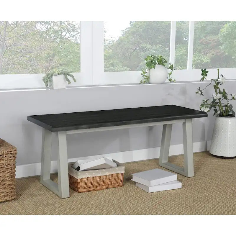 Solid Wood Entryway Bench, Rustic Sand or Charcoal Finish
