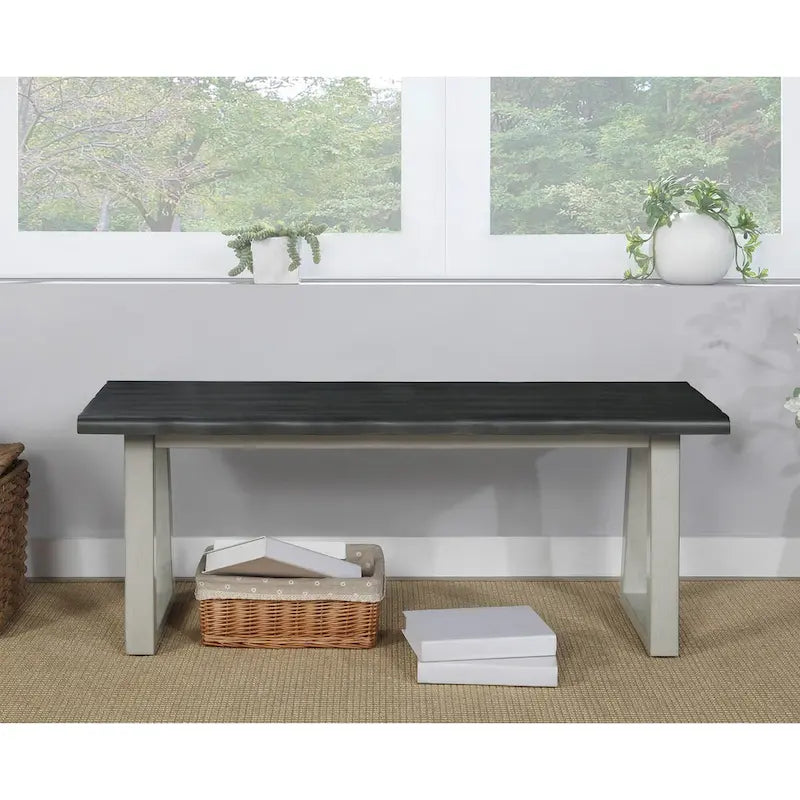 Solid Wood Entryway Bench, Rustic Sand or Charcoal Finish