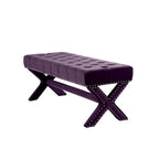 45 Plum Velvet Upholstered Bench - 45.27L x 19.68W x 19.29H