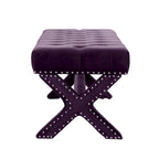 45 Plum Velvet Upholstered Bench - 45.27L x 19.68W x 19.29H