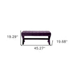 45 Plum Velvet Upholstered Bench - 45.27L x 19.68W x 19.29H