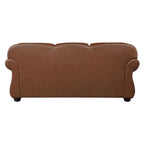 85 Inch Sofa, Rich Brown Top Grain and Faux Leather, Solid Wood