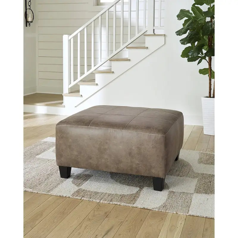 Oversized Square Accent Ottoman, Faux Leather, 39"W x 39"D x 19"H
