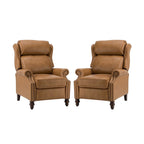 Modern Leather Recliner with Nailhead Trim, Set of 2