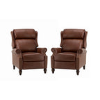 Modern Leather Recliner with Nailhead Trim, Set of 2