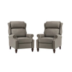 Modern Leather Recliner with Nailhead Trim, Set of 2