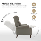 Modern Leather Recliner with Nailhead Trim, Set of 2
