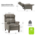 Modern Leather Recliner with Nailhead Trim, Set of 2