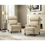 Modern Leather Recliner with Nailhead Trim, Set of 2