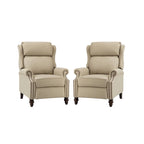 Modern Leather Recliner with Nailhead Trim, Set of 2