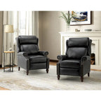 Modern Leather Recliner with Nailhead Trim, Set of 2