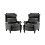 Modern Leather Recliner with Nailhead Trim, Set of 2