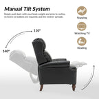 Modern Leather Recliner with Nailhead Trim, Set of 2