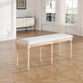 Vintage Traditional 50.4inch Upholstered Dining Bench with 6 Solid Wood Legs