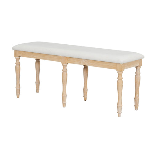 50.4" Upholstered Dining Bench with 6 Solid Rubberwood Legs