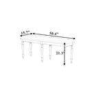 Vintage Traditional 50.4inch Upholstered Dining Bench with 6 Solid Wood Legs