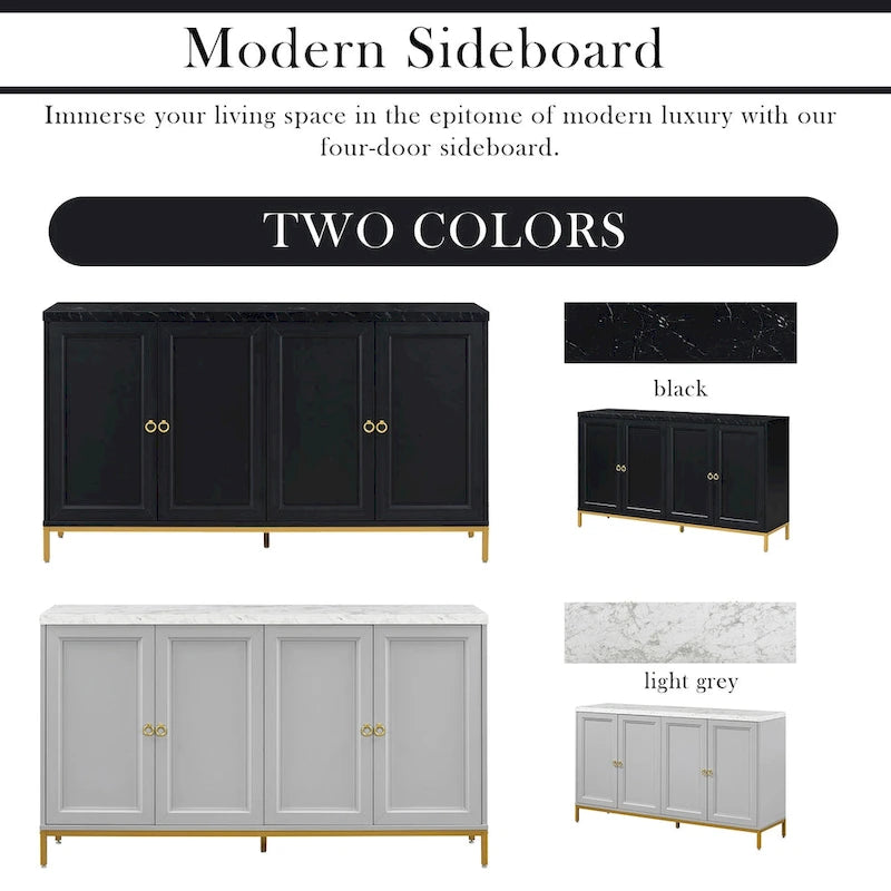 Modern Sideboard with Extra Large Storage Space with Metal Handles and Support Legs for Living Room and Dining Room
