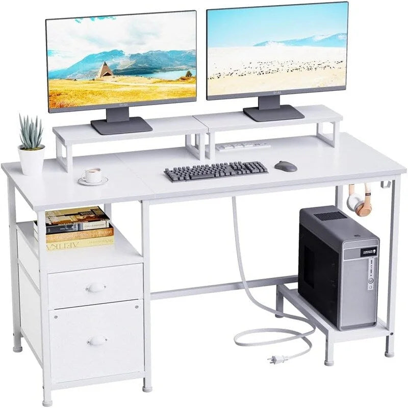 Computer Desk with Drawer, 3 AC Outlets and 2 USB Ports, 47.2"W