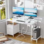 Computer Desk with Drawer, 3 AC Outlets and 2 USB Ports, 47.2"W