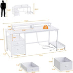 Computer Desk with Drawer, 3 AC Outlets and 2 USB Ports, 47.2"W