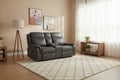 Tom 74 Inch Motion Manual Recliner Loveseat, Gel Foam, Black Faux Leather