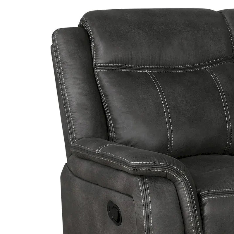74 Inch Motion Manual Recliner Loveseat, Gel Foam, Black Faux Leather