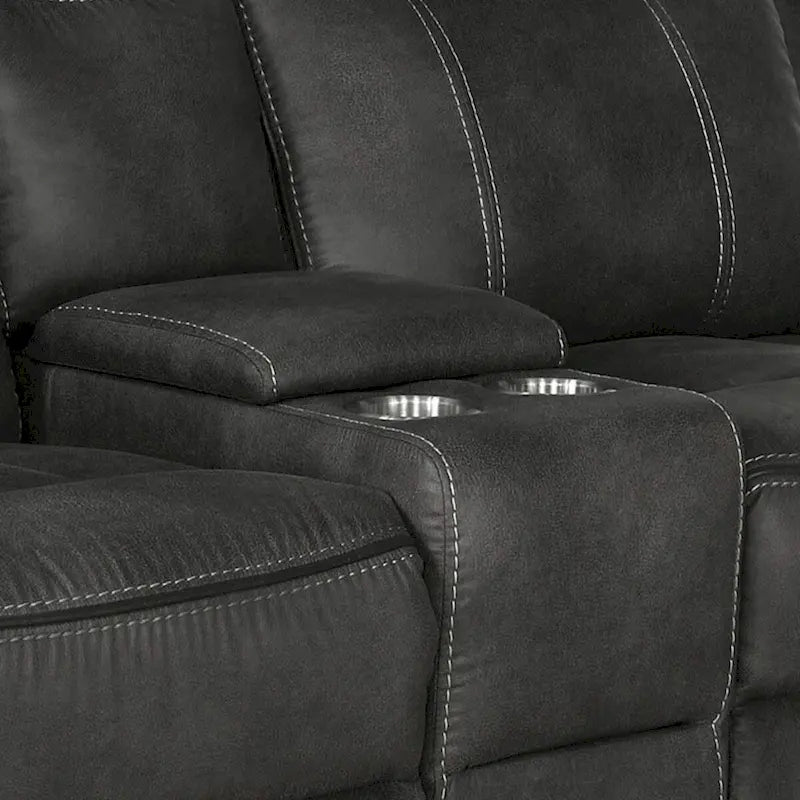 74 Inch Motion Manual Recliner Loveseat, Gel Foam, Black Faux Leather