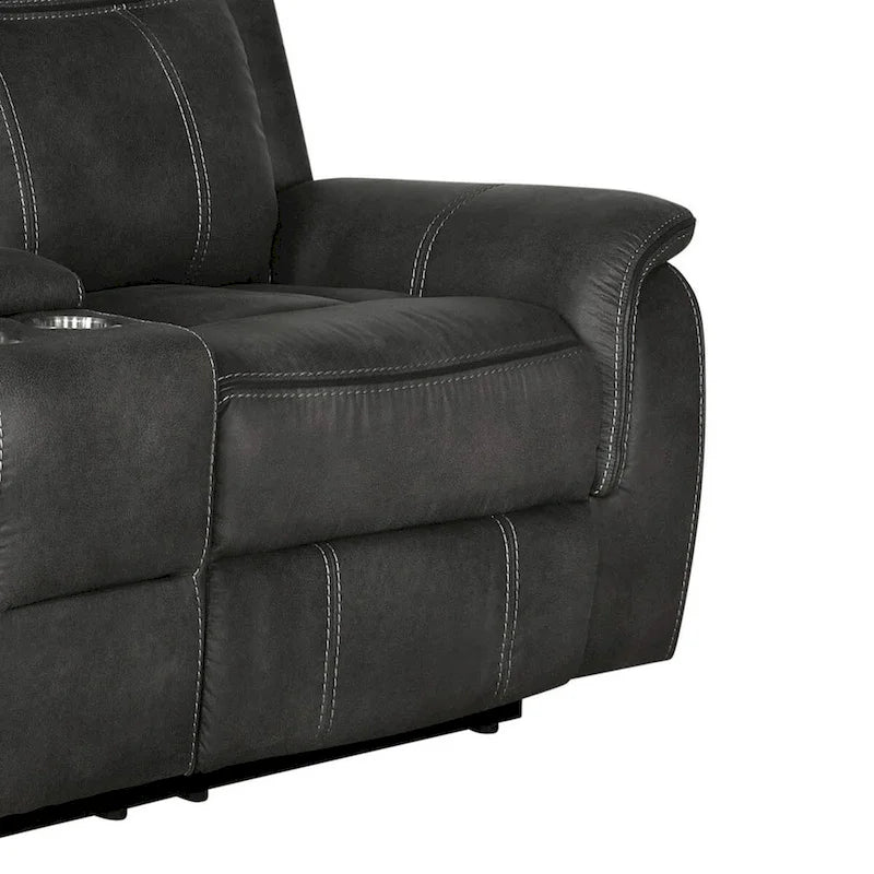 74 Inch Motion Manual Recliner Loveseat, Gel Foam, Black Faux Leather