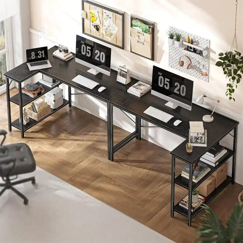 47" Computer Desk with Reversible 2-Tier Storage Shelves
