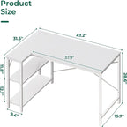 47" Computer Desk with Reversible 2-Tier Storage Shelves