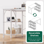 47" Computer Desk with Reversible 2-Tier Storage Shelves