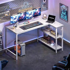 47" Computer Desk with Reversible 2-Tier Storage Shelves