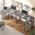 47" Computer Desk with Reversible 2-Tier Storage Shelves