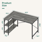 47" Computer Desk with Reversible 2-Tier Storage Shelves