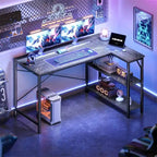 47" Computer Desk with Reversible 2-Tier Storage Shelves