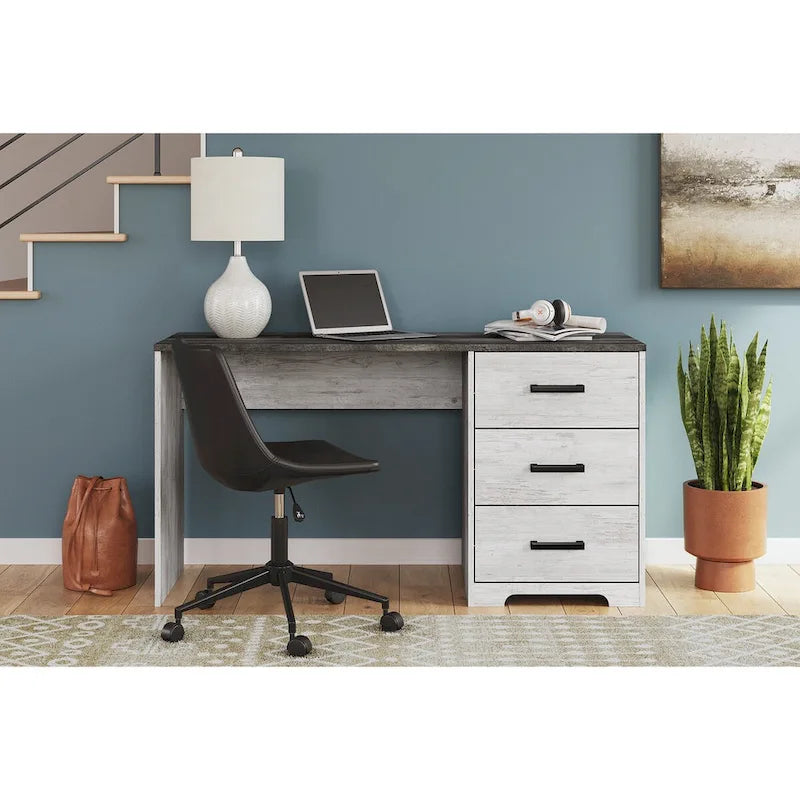 54" Two-Tone Home Office Desk with 3 Drawers, White and Gray Finish