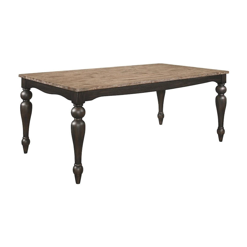 Brown Brushed Dining Table with Turned Leg
