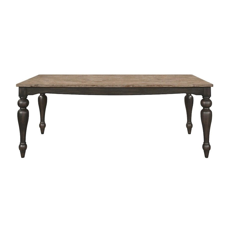 Brown Brushed Dining Table with Turned Leg