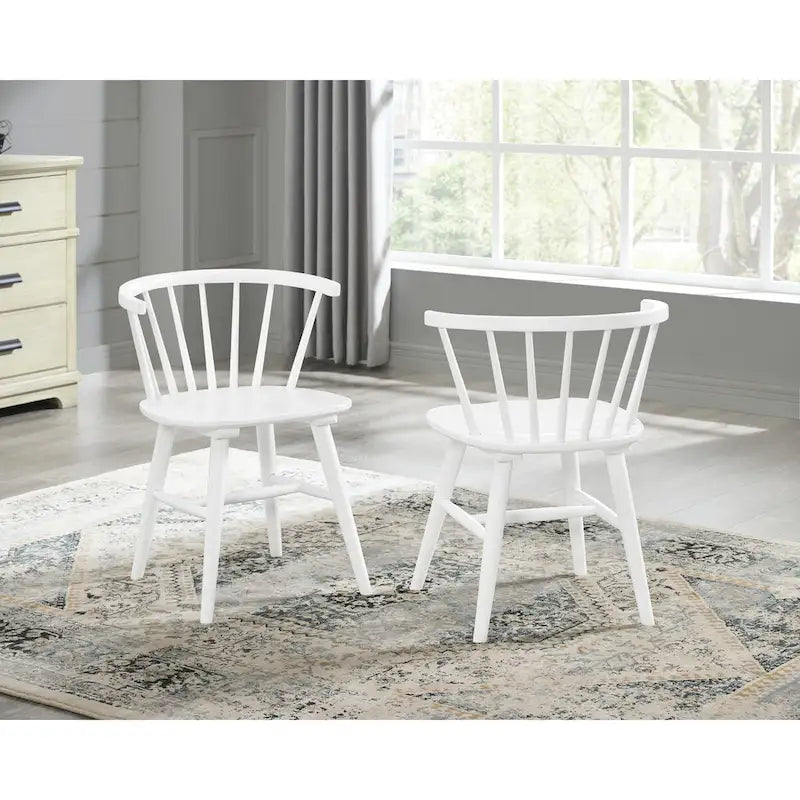 Roundhill Alwynn Wooden Spindle Back Dining Chairs, Windsor Chairs, Set of 2, White
