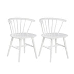 Wooden Spindle Back Dining Chairs, Set of 2, White, Dining Height
