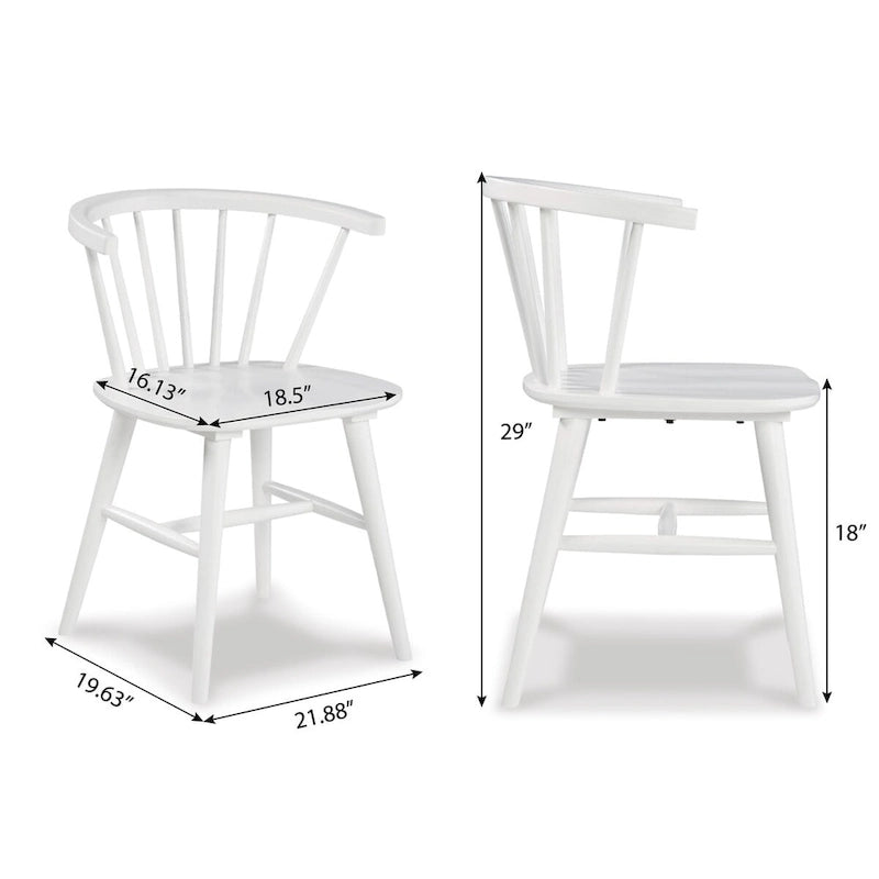 Wooden Spindle Back Dining Chairs, Set of 2, White, Dining Height