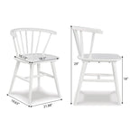 Wooden Spindle Back Dining Chairs, Set of 2, White, Dining Height