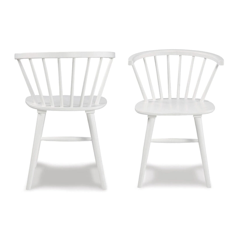 Wooden Spindle Back Dining Chairs, Set of 2, White, Dining Height