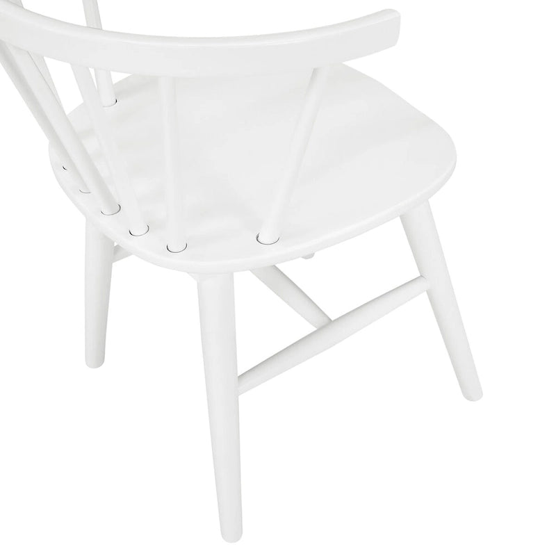Wooden Spindle Back Dining Chairs, Set of 2, White, Dining Height