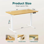 Electric Height Adjustable Standing Desk, Sit-to-Stand, Motorized Lift