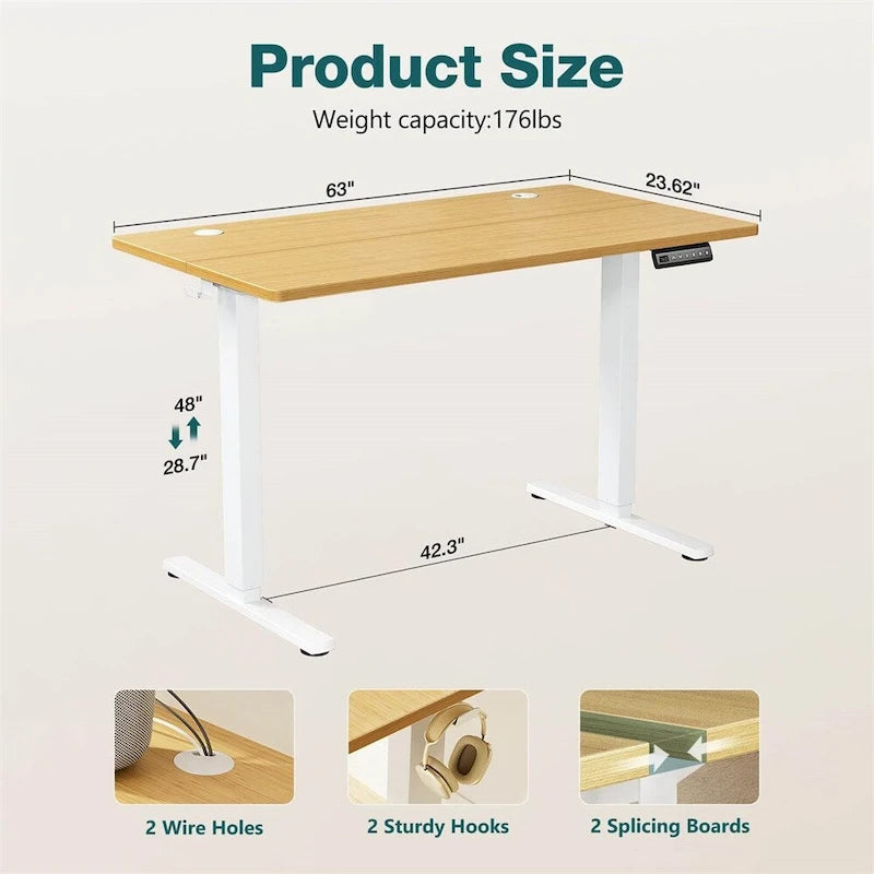 Electric Height Adjustable Standing Desk, Sit-to-Stand, Motorized Lift