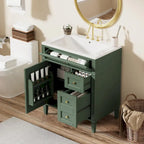 30 Bathroom Vanity with Top Sink,Bathroom Storage Cabinet with 2 Drawers and a Tip-out Drawer,Single Sink Bathroom Vanity