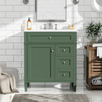 30" Bathroom Vanity with Resin Sink, 2 Drawers and Tip-Out Drawer